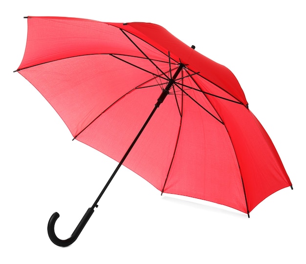 Elegante guarda-chuva vermelho sobre fundo branco