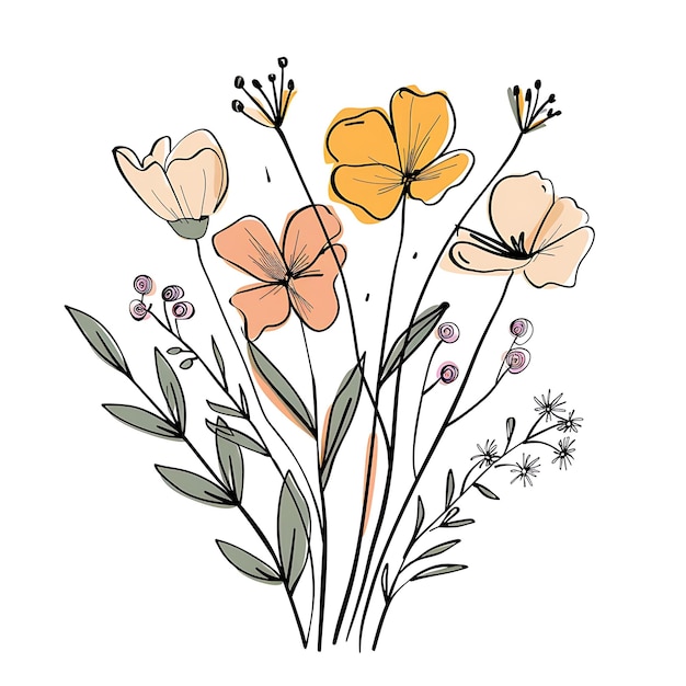 Elegante handgezeichnete Blumenillustration