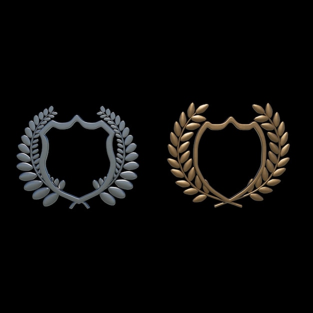 Elegante Heraldik-Embleme mit Lorbeerkränzen