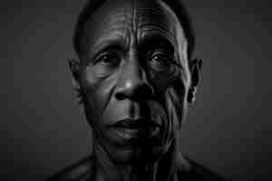 Foto elegante y hermoso anciano negro con expresión seria con pose de poder, las vidas negras importan