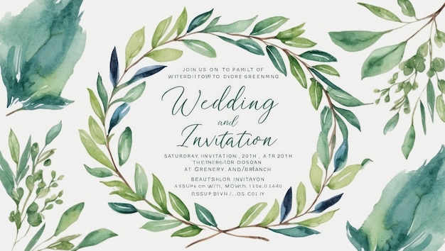 Elegante Hochzeits-Einladungsvorlage mit handgemaltem floralen Aquarell-Design