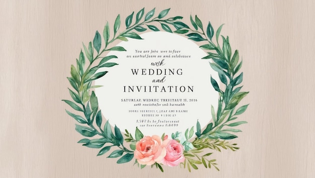 Elegante Hochzeits-Einladungsvorlage mit handgemaltem floralen Aquarell-Design
