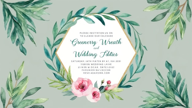 Elegante Hochzeits-Einladungsvorlage mit handgemaltem floralen Aquarell-Design