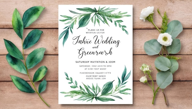 Elegante Hochzeits-Einladungsvorlage mit handgemaltem floralen Aquarell-Design