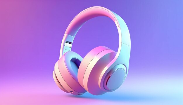 Elegante icono 3D de auriculares inalámbricos genéricos sobre fondo rosa con espacio de copia