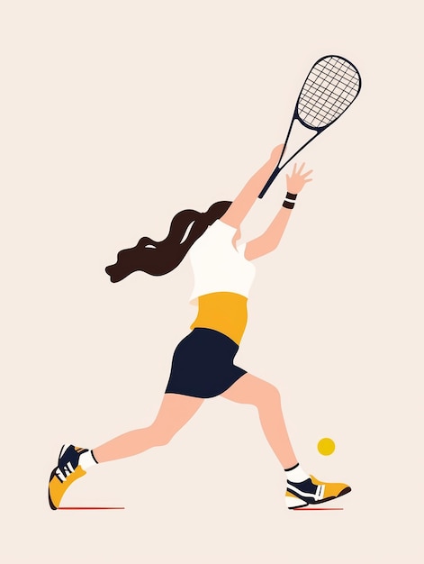 Elegante Illustration einer Frau, die Squash spielt Generative KI