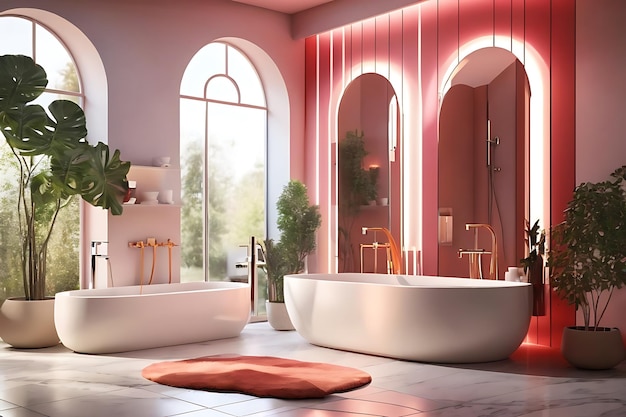 Elegante interior de banheiro contemporâneo com chuveiro