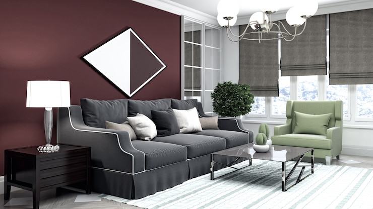 Foto elegante interior de sala de estar