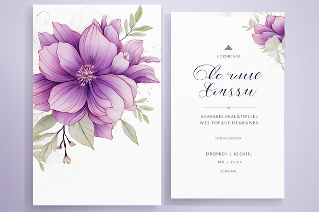 Elegante invitación de boda diseñando con hermosas flores