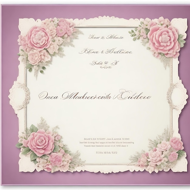 Foto elegante invitación de boda de época con bordes decorativos de flores