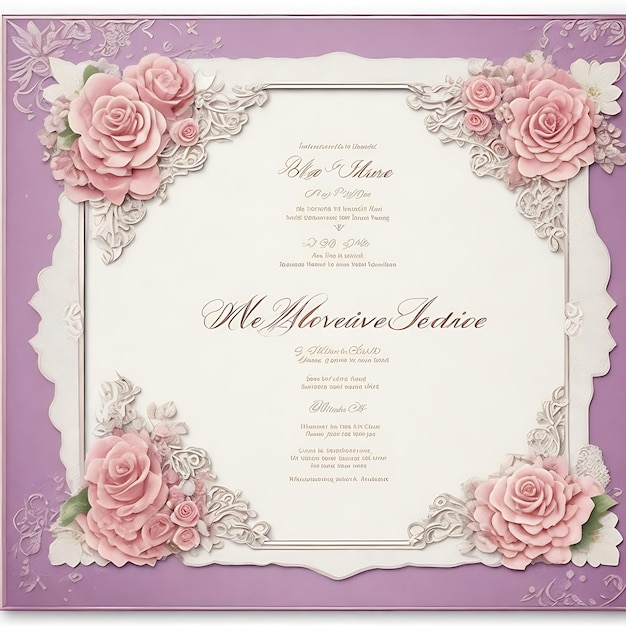 Foto elegante invitación de boda de época con bordes decorativos de flores