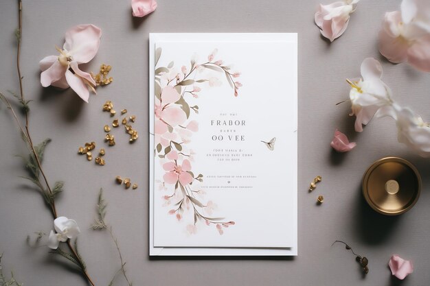 Elegante invitación de tarjeta de boda en plano AR 32 Perspectiva