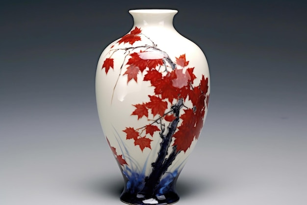 Elegante jarrón de porcelana pintado a mano creado con ai generativo