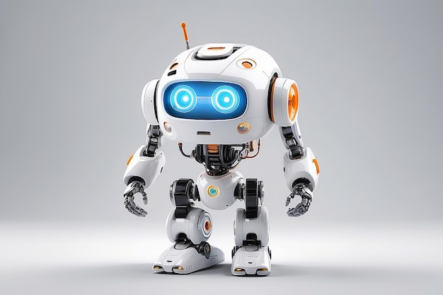 Elegante juguete robótico iluminado en blanco Robótico valiente y genial