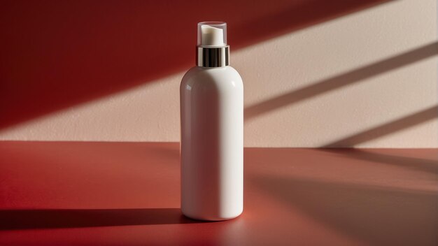 Elegante Kosmetiksprayflasche im Sonnenlicht und Schatten