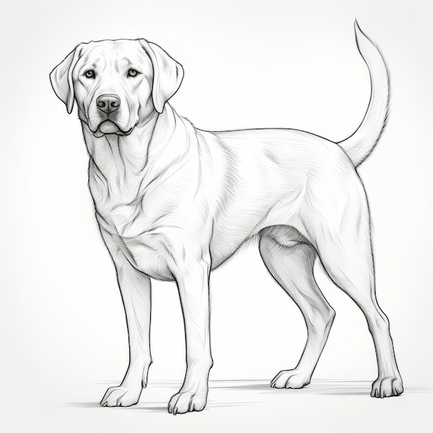 Elegante Labrador Retriever Desenho a lápis Desenho detalhado de personagens