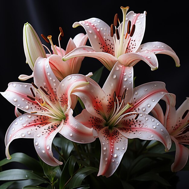 Elegante lirio oriental con tonos de rosa, blanco y rojo