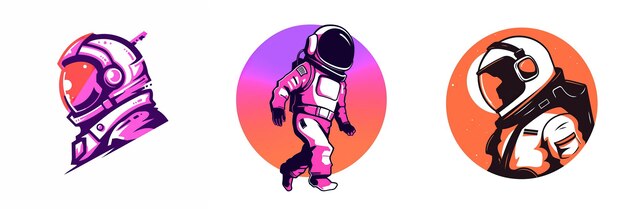 El elegante logotipo del astronauta en el espacio en estilo 2D