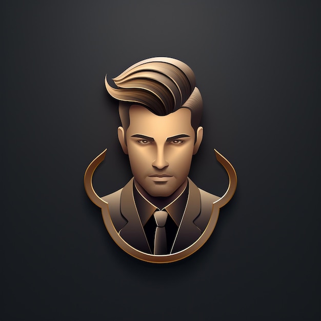 un elegante logotipo de cabello en 3D para hombres