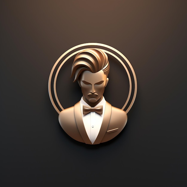 un elegante logotipo de cabello en 3D para hombres