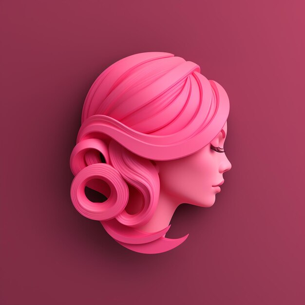 un elegante logotipo de cabello rosa 3D para mujeres