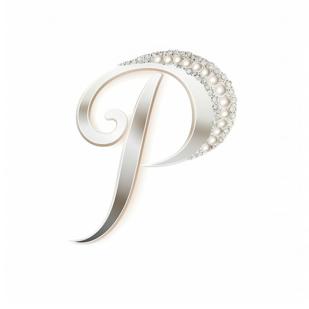 Elegante logotipo con letras P con piedras de Rhin en el estilo de Jimmy Choo