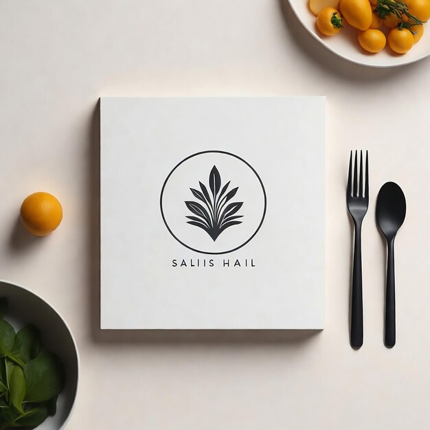 Foto un elegante logotipo minimalista que crea sitios web de menú en línea