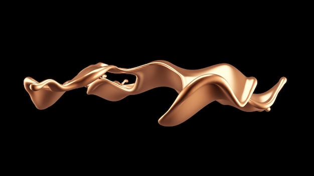 Elegante y lujoso toque de líquido dorado. Ilustración 3d, renderizado 3d.