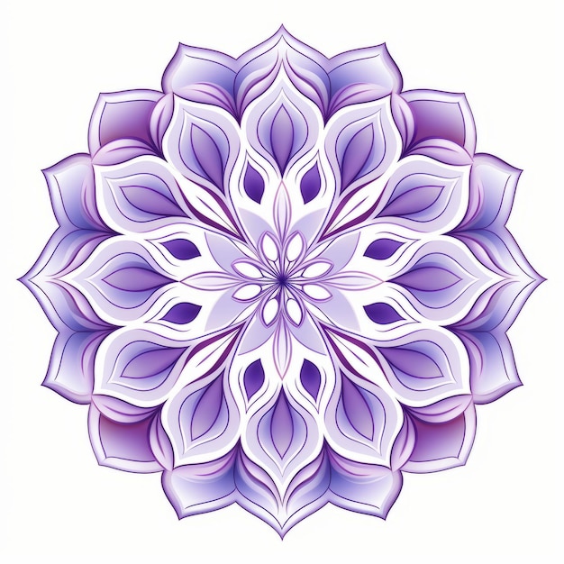 Elegante mandala de flores púrpuras con luz y color realistas