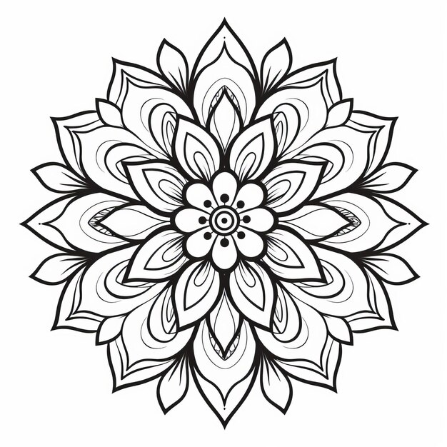 Foto elegante mandala flower coloração página para relaxamento