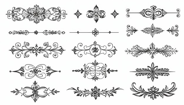 Elegante mão desenhada divisores de ornamento arte vetorial