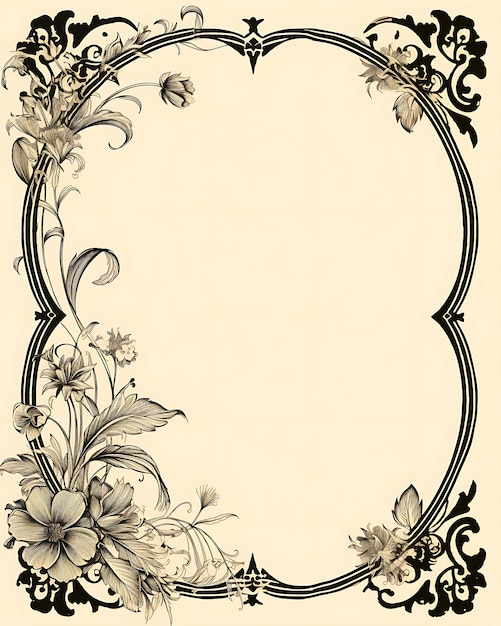 Foto elegante marco adornado fondo beige