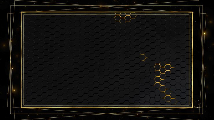Elegante marco geométrico negro y dorado para certificados y presentaciones