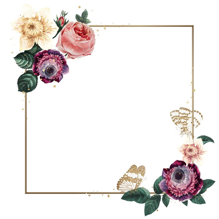 Elegante marco de peonía de primavera en oro con ilustraciones en acuarela png