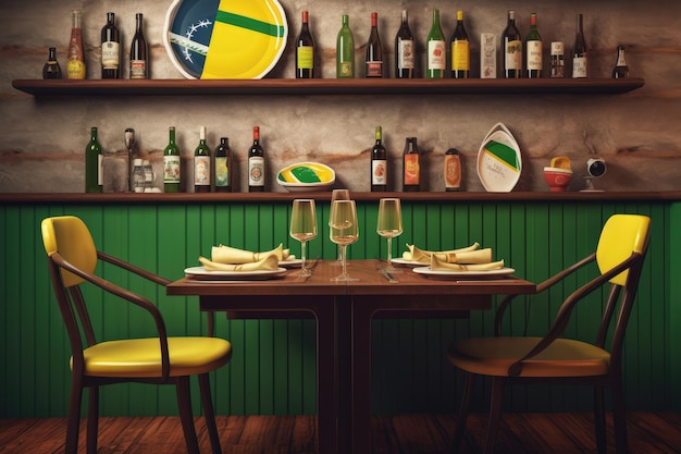 Una elegante mesa de comedor con una variedad de platos clásicos brasileños