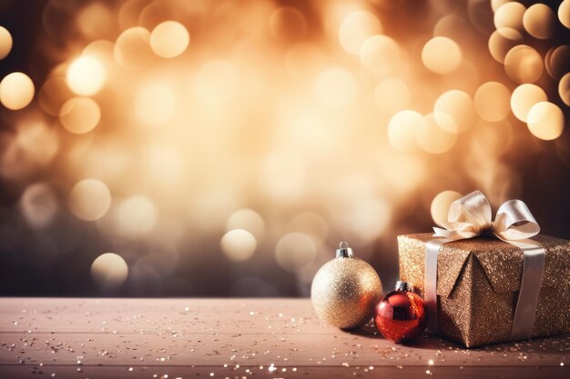 Elegante mesa de Natal com fundo de sala de jantar iluminado com espaço vazio para texto