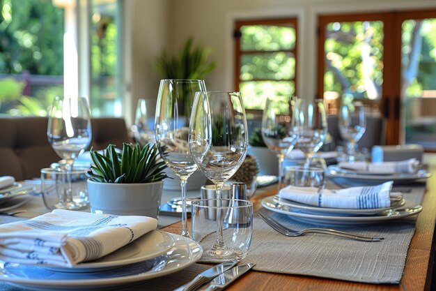 elegante mesa de eventos y cubiertos modernos en un estilo minimalista publicidad fotografía de alimentos