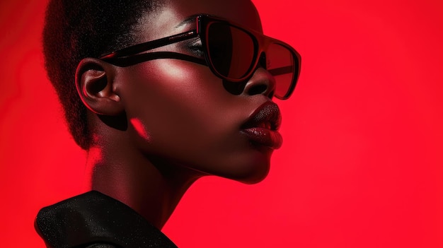 Elegante Mode Porträt stilvolle Brille auf schwarzem Modell
