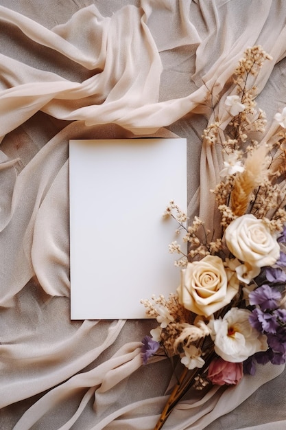 elegante modelo de tarjeta de boda con rosas