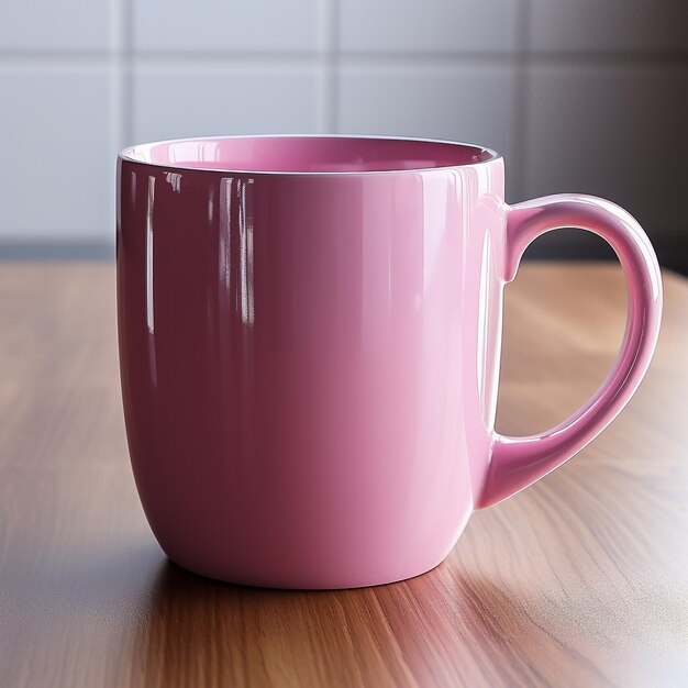 Elegante modelo de taza y taza roja, rosa, blanca y amarilla