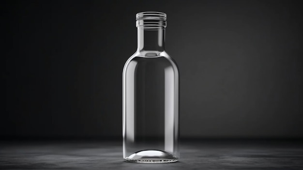 Elegante y moderno Una botella de vidrio transparente en blanco para el diseño de productos de bebidas o medicamentos