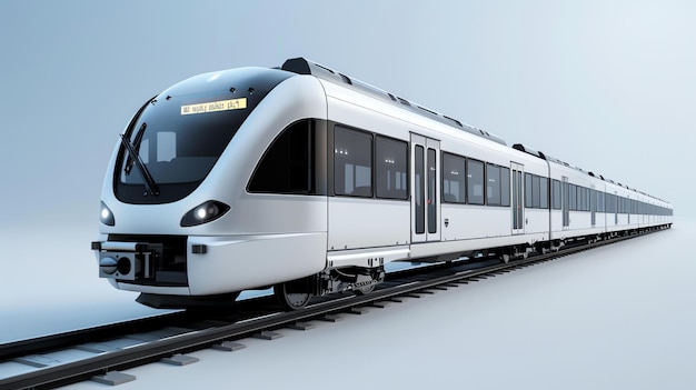 El elegante y moderno tren de alta velocidad corre por las vías su elegante diseño y su poderoso motor lo impulsan hacia adelante