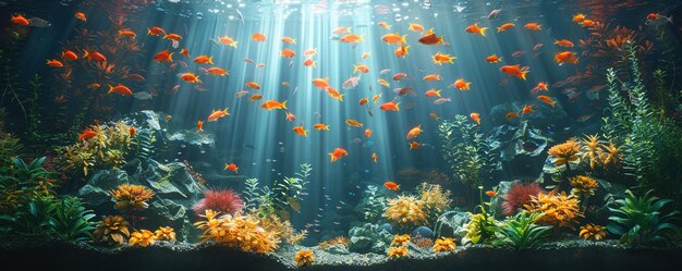 Un elegante monitor de acuario inteligente con papel tapiz vacío