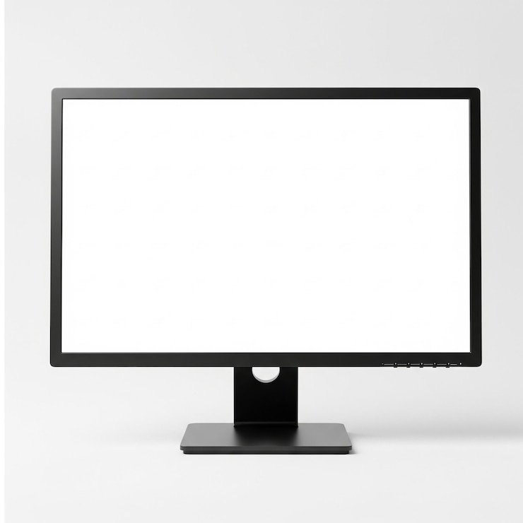Foto un elegante monitor de computadora negro sobre un fondo blanco