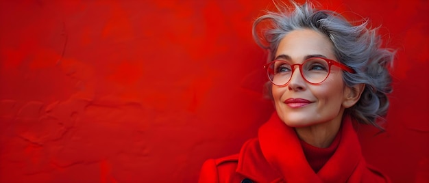 Elegante mujer loira mais velha sorrindo em traje social Concepto Fotografía de moda Mujer elegante Cabello rubio sonriente Vestido formal