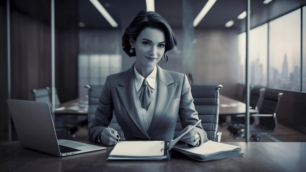 Elegante mujer de negocios revisando la agenda