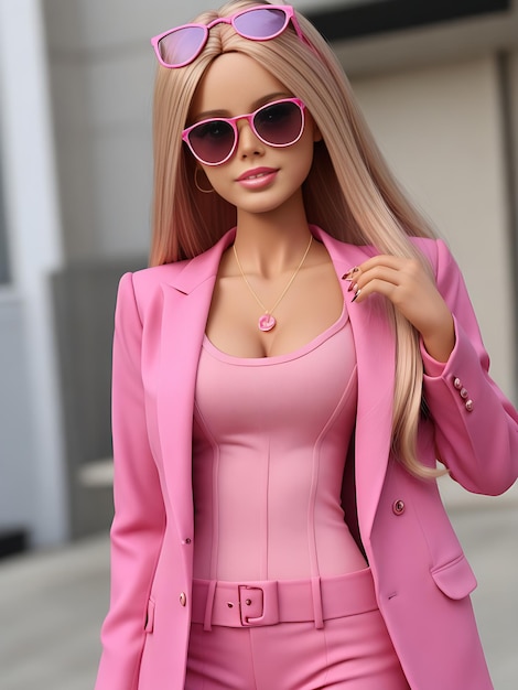 Elegante muñeca Barbie con traje rosa Coleccionable con estilo