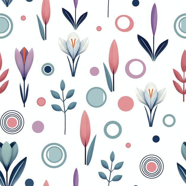 Elegante nahtlose Blumenmuster mit Blumen und geometrischen Elementen
