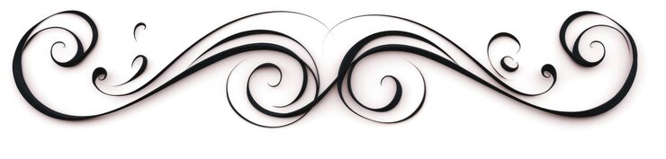 Foto elegante ornamento caligráfico de líneas rizadas rojas y negras sobre un fondo blanco