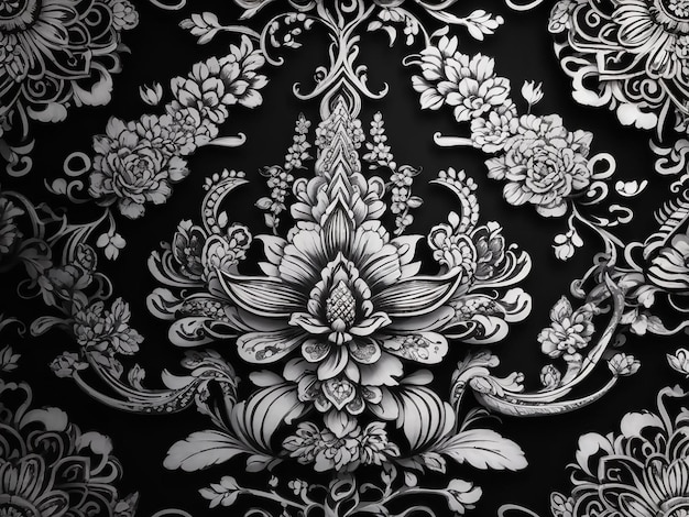 Elegante padrão tailandês preto e branco
